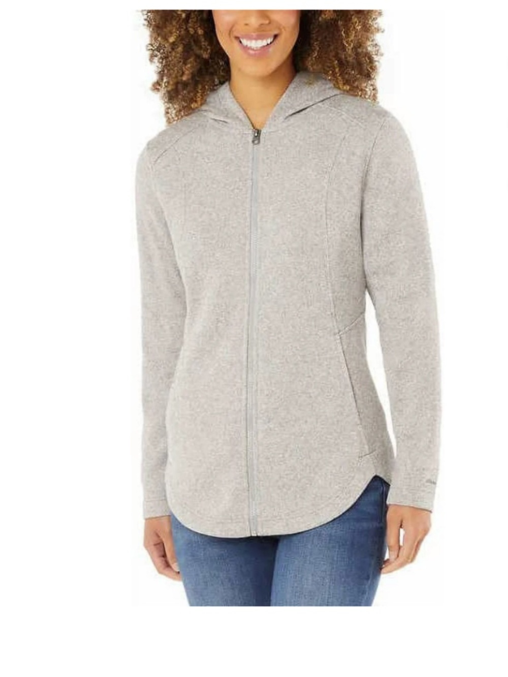 Eddie Bauer Radiator Fleece 2.0 Hooded Jacket Women's Small Light Gray Full Zip